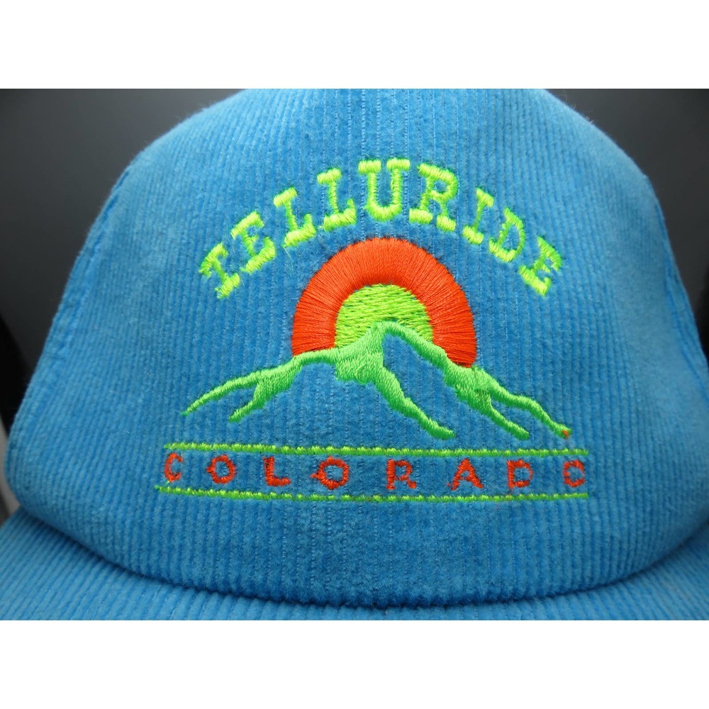Vintage Corduroy Baseball Snapback Hat Telluride Colorado Yupoong Korea Mint - Picture 2 of 13